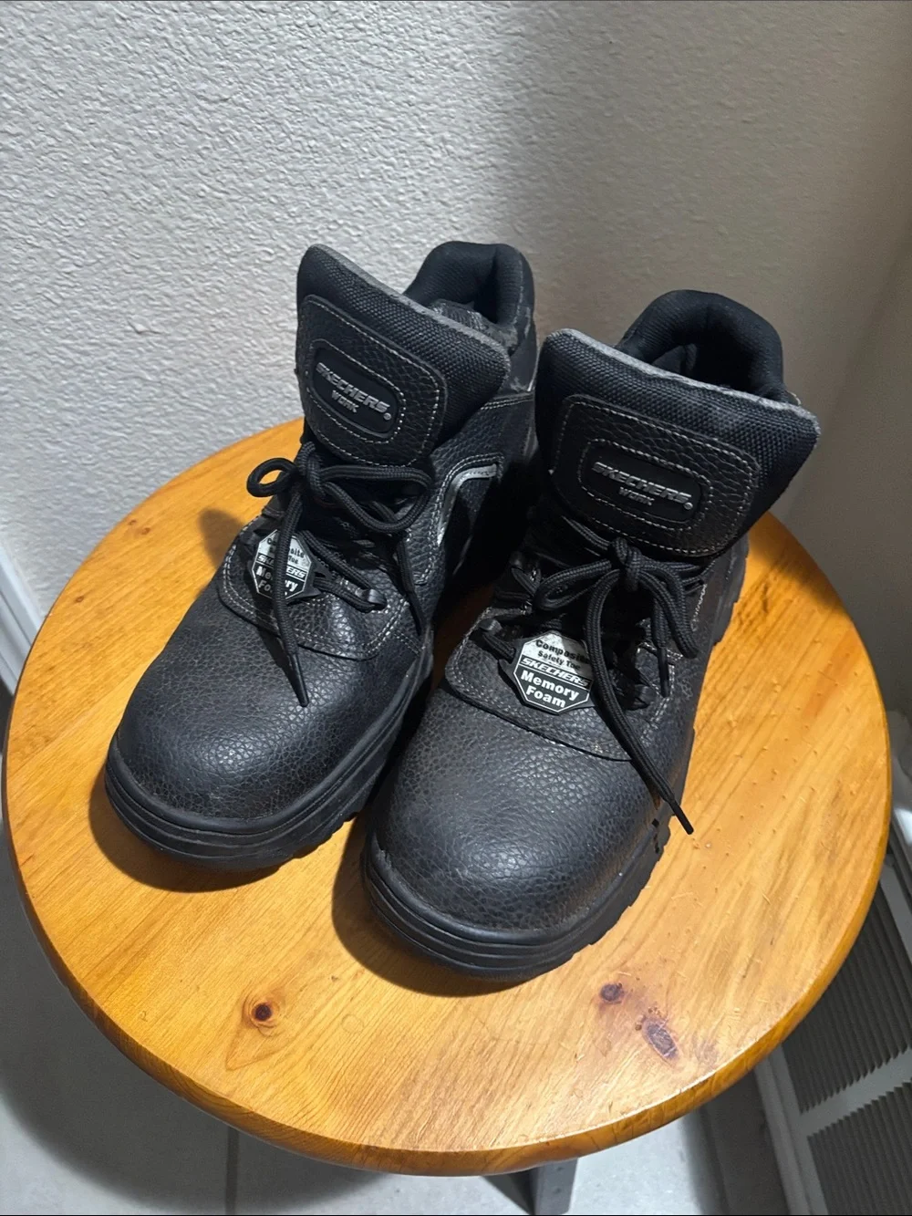 Skechers Men’s Black High-Top Work Boots with Memory Foam 10.5